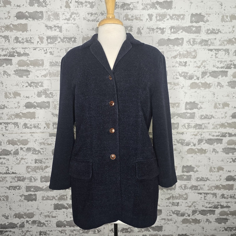 J Crew Blazer Womens Size 8 Vintage 1980's Dark Blue 100% Wool 4 Button Lined